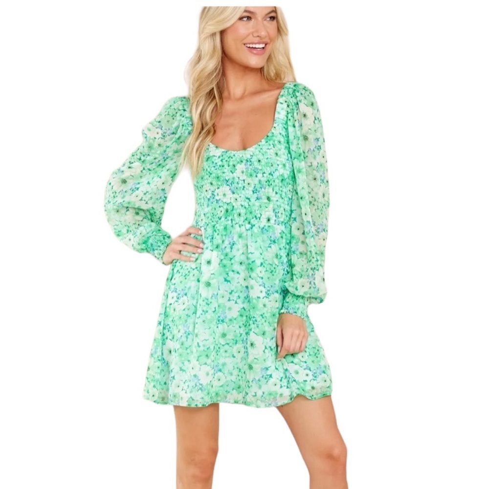 BB DAKOTA Color me lucky dress. Green floral dress. NWT